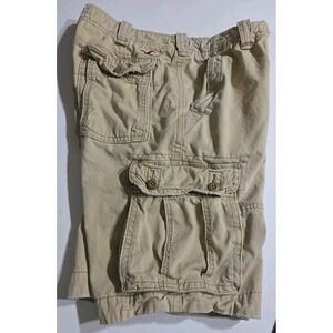 Y2k Hollister Shorts 32 Cargo Tan Heavy Canvas Distressed Vtg Khakis Baggy Grung